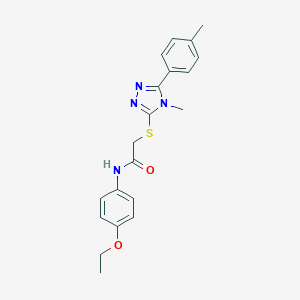 molecular formula C20H22N4O2S B419935 N-(4-ethoxyphenyl)-2-{[4-methyl-5-(4-methylphenyl)-4H-1,2,4-triazol-3-yl]sulfanyl}acetamide CAS No. 335222-61-2