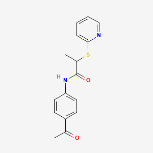 molecular formula C16H16N2O2S B4199410 N-(4-acetylphenyl)-2-(pyridin-2-ylsulfanyl)propanamide 