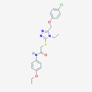 molecular formula C21H23ClN4O3S B419946 2-({5-[(4-chlorophenoxy)methyl]-4-ethyl-4H-1,2,4-triazol-3-yl}sulfanyl)-N-(4-ethoxyphenyl)acetamide CAS No. 483285-71-8