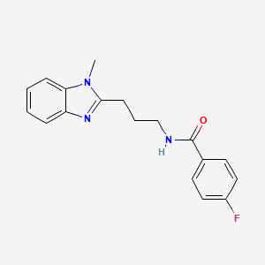 molecular formula C18H18FN3O B4199476 4-FLUORO-N-[3-(1-METHYL-1H-1,3-BENZODIAZOL-2-YL)PROPYL]BENZAMIDE 
