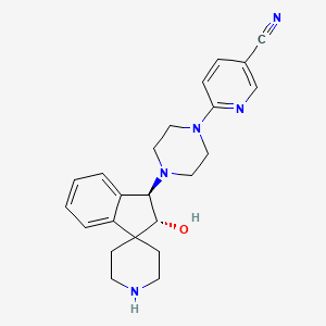 molecular formula C23H27N5O B4199549 6-[4-[(1R,2R)-2-hydroxyspiro[1,2-dihydroindene-3,4'-piperidine]-1-yl]piperazin-1-yl]pyridine-3-carbonitrile 