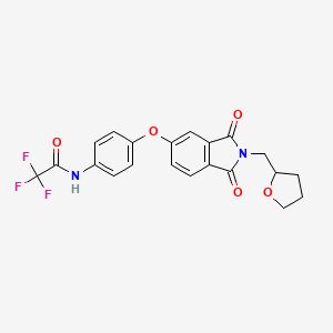 molecular formula C21H17F3N2O5 B4199580 N-(4-{[1,3-dioxo-2-(tetrahydrofuran-2-ylmethyl)-2,3-dihydro-1H-isoindol-5-yl]oxy}phenyl)-2,2,2-trifluoroacetamide 