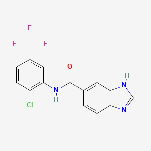 molecular formula C15H9ClF3N3O B4199675 N-[2-CHLORO-5-(TRIFLUOROMETHYL)PHENYL]-1H-13-BENZODIAZOLE-6-CARBOXAMIDE 