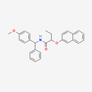 molecular formula C28H27NO3 B4199682 N-[(4-methoxyphenyl)(phenyl)methyl]-2-(2-naphthyloxy)butanamide 