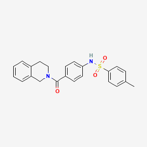 molecular formula C23H22N2O3S B4199794 N-[4-(3,4-dihydro-2(1H)-isoquinolinylcarbonyl)phenyl]-4-methylbenzenesulfonamide 