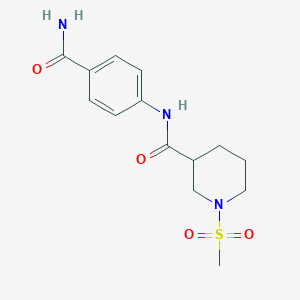 molecular formula C14H19N3O4S B4199827 N-[4-(aminocarbonyl)phenyl]-1-(methylsulfonyl)-3-piperidinecarboxamide 