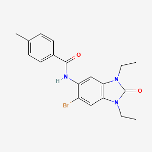 molecular formula C19H20BrN3O2 B4199977 N-(6-bromo-1,3-diethyl-2-oxo-2,3-dihydro-1H-benzimidazol-5-yl)-4-methylbenzamide 