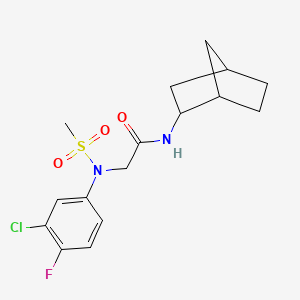 molecular formula C16H20ClFN2O3S B4200000 N~1~-bicyclo[2.2.1]hept-2-yl-N~2~-(3-chloro-4-fluorophenyl)-N~2~-(methylsulfonyl)glycinamide 