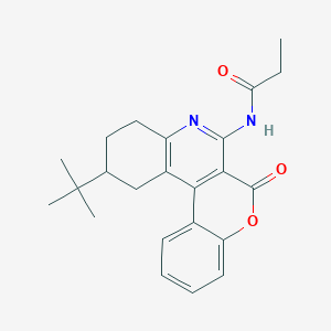 molecular formula C23H26N2O3 B4200034 N-{11-TERT-BUTYL-6-OXO-6H,9H,10H,11H,12H-CHROMENO[3,4-C]QUINOLIN-7-YL}PROPANAMIDE 