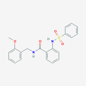 molecular formula C21H20N2O4S B4200079 N-(2-methoxybenzyl)-2-[(phenylsulfonyl)amino]benzamide 