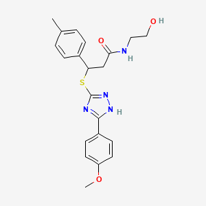 molecular formula C21H24N4O3S B4200142 N-(2-hydroxyethyl)-3-{[5-(4-methoxyphenyl)-4H-1,2,4-triazol-3-yl]thio}-3-(4-methylphenyl)propanamide 