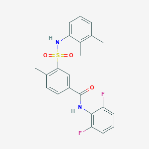 molecular formula C22H20F2N2O3S B4200150 N-(2,6-difluorophenyl)-3-{[(2,3-dimethylphenyl)amino]sulfonyl}-4-methylbenzamide 