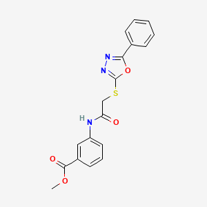 molecular formula C18H15N3O4S B4200159 methyl 3-({[(5-phenyl-1,3,4-oxadiazol-2-yl)thio]acetyl}amino)benzoate 