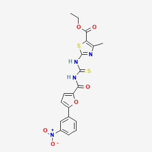 molecular formula C19H16N4O6S2 B4200195 Ethyl 4-methyl-2-[({[5-(3-nitrophenyl)furan-2-yl]carbonyl}carbamothioyl)amino]-1,3-thiazole-5-carboxylate 