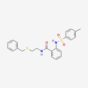molecular formula C23H24N2O3S2 B4200216 N-[2-(benzylthio)ethyl]-2-{[(4-methylphenyl)sulfonyl]amino}benzamide 