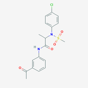 molecular formula C18H19ClN2O4S B4200280 N~1~-(3-acetylphenyl)-N~2~-(4-chlorophenyl)-N~2~-(methylsulfonyl)alaninamide 