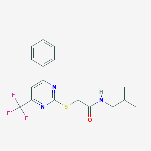 molecular formula C17H18F3N3OS B420035 N-(2-methylpropyl)-2-{[4-phenyl-6-(trifluoromethyl)pyrimidin-2-yl]sulfanyl}acetamide 