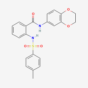 molecular formula C22H20N2O5S B4200400 N-(2,3-dihydro-1,4-benzodioxin-6-yl)-2-{[(4-methylphenyl)sulfonyl]amino}benzamide 