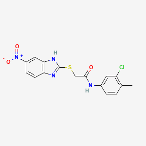 molecular formula C16H13ClN4O3S B4200405 N-(3-chloro-4-methylphenyl)-2-[(6-nitro-1H-benzimidazol-2-yl)thio]acetamide 