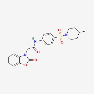 molecular formula C21H23N3O5S B4200453 N-{4-[(4-methylpiperidin-1-yl)sulfonyl]phenyl}-2-(2-oxo-1,3-benzoxazol-3(2H)-yl)acetamide 