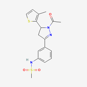 molecular formula C17H19N3O3S2 B4200459 N-[3-[2-acetyl-3-(3-methylthiophen-2-yl)-3,4-dihydropyrazol-5-yl]phenyl]methanesulfonamide 