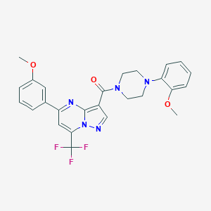 molecular formula C26H24F3N5O3 B420050 [4-(2-Methoxyphenyl)piperazin-1-yl]-[5-(3-methoxyphenyl)-7-(trifluoromethyl)pyrazolo[1,5-a]pyrimidin-3-yl]methanone 