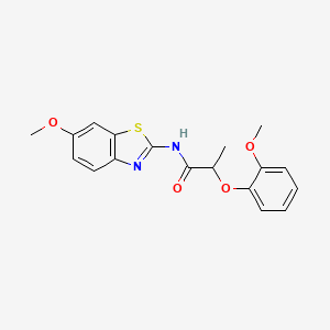 molecular formula C18H18N2O4S B4200515 N-(6-methoxy-1,3-benzothiazol-2-yl)-2-(2-methoxyphenoxy)propanamide 