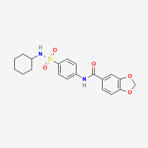 molecular formula C20H22N2O5S B4200558 N-[4-(cyclohexylsulfamoyl)phenyl]-1,3-benzodioxole-5-carboxamide 