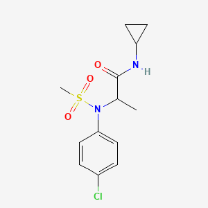 molecular formula C13H17ClN2O3S B4200562 N~2~-(4-chlorophenyl)-N~1~-cyclopropyl-N~2~-(methylsulfonyl)alaninamide 