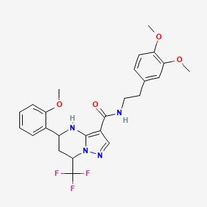 molecular formula C25H27F3N4O4 B4200649 N-[2-(3,4-dimethoxyphenyl)ethyl]-5-(2-methoxyphenyl)-7-(trifluoromethyl)-4,5,6,7-tetrahydropyrazolo[1,5-a]pyrimidine-3-carboxamide 