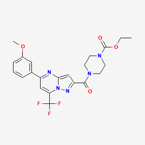 molecular formula C22H22F3N5O4 B4200654 ethyl 4-{[5-(3-methoxyphenyl)-7-(trifluoromethyl)pyrazolo[1,5-a]pyrimidin-2-yl]carbonyl}-1-piperazinecarboxylate 