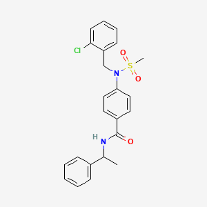 molecular formula C23H23ClN2O3S B4200680 4-[(2-chlorophenyl)methyl-methylsulfonylamino]-N-(1-phenylethyl)benzamide 