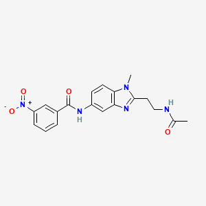 molecular formula C19H19N5O4 B4200701 N-[2-(2-acetamidoethyl)-1-methylbenzimidazol-5-yl]-3-nitrobenzamide 