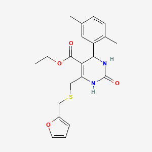 molecular formula C21H24N2O4S B4200721 ETHYL 4-(2,5-DIMETHYLPHENYL)-6-({[(FURAN-2-YL)METHYL]SULFANYL}METHYL)-2-OXO-1,2,3,4-TETRAHYDROPYRIMIDINE-5-CARBOXYLATE 