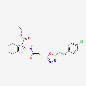 molecular formula C22H22ClN3O5S2 B4200726 ethyl 2-{[({5-[(4-chlorophenoxy)methyl]-1,3,4-oxadiazol-2-yl}thio)acetyl]amino}-4,5,6,7-tetrahydro-1-benzothiophene-3-carboxylate 