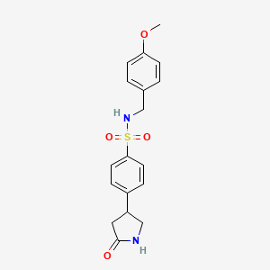 molecular formula C18H20N2O4S B4200746 N-[(4-METHOXYPHENYL)METHYL]-4-(5-OXOPYRROLIDIN-3-YL)BENZENE-1-SULFONAMIDE 