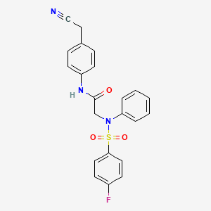 molecular formula C22H18FN3O3S B4200782 N~1~-[4-(cyanomethyl)phenyl]-N~2~-[(4-fluorophenyl)sulfonyl]-N~2~-phenylglycinamide 