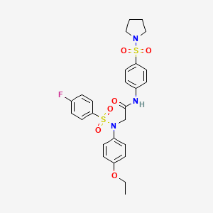 molecular formula C26H28FN3O6S2 B4200786 N~2~-(4-ethoxyphenyl)-N~2~-[(4-fluorophenyl)sulfonyl]-N~1~-[4-(1-pyrrolidinylsulfonyl)phenyl]glycinamide 