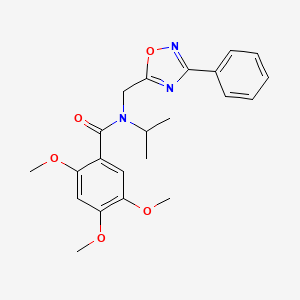 molecular formula C22H25N3O5 B4200822 2,4,5-trimethoxy-N-[(3-phenyl-1,2,4-oxadiazol-5-yl)methyl]-N-(propan-2-yl)benzamide 