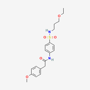 molecular formula C20H26N2O5S B4200835 N-{4-[(3-ethoxypropyl)sulfamoyl]phenyl}-2-(4-methoxyphenyl)acetamide 