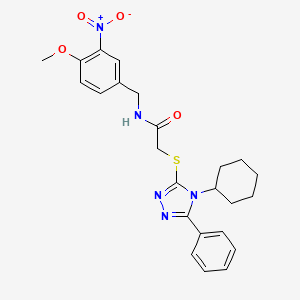 molecular formula C24H27N5O4S B4200841 2-[(4-cyclohexyl-5-phenyl-4H-1,2,4-triazol-3-yl)thio]-N-(4-methoxy-3-nitrobenzyl)acetamide 