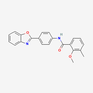 molecular formula C22H18N2O3 B4200886 N-[4-(1,3-benzoxazol-2-yl)phenyl]-2-methoxy-3-methylbenzamide 