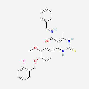 molecular formula C27H26FN3O3S B4200894 N-benzyl-4-{4-[(2-fluorobenzyl)oxy]-3-methoxyphenyl}-6-methyl-2-thioxo-1,2,3,4-tetrahydro-5-pyrimidinecarboxamide 