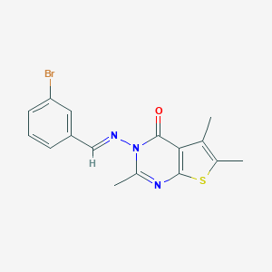 molecular formula C16H14BrN3OS B420108 3-((3-Bromobenzylidene)amino)-2,5,6-trimethylthieno[2,3-d]pyrimidin-4(3H)-one CAS No. 333341-31-4