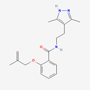 molecular formula C18H23N3O2 B4201151 N-[2-(3,5-dimethyl-1H-pyrazol-4-yl)ethyl]-2-[(2-methylprop-2-en-1-yl)oxy]benzamide 