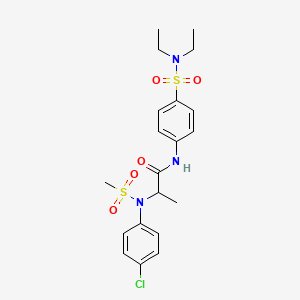 molecular formula C20H26ClN3O5S2 B4201263 N~2~-(4-chlorophenyl)-N~1~-{4-[(diethylamino)sulfonyl]phenyl}-N~2~-(methylsulfonyl)alaninamide 