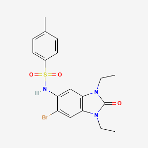 molecular formula C18H20BrN3O3S B4201272 N-(6-bromo-1,3-diethyl-2-oxo-2,3-dihydro-1H-benzimidazol-5-yl)-4-methylbenzenesulfonamide 