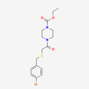 molecular formula C16H21BrN2O3S B4201327 ethyl 4-{[(4-bromobenzyl)thio]acetyl}-1-piperazinecarboxylate 