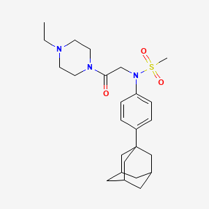 molecular formula C25H37N3O3S B4201338 N-[4-(1-adamantyl)phenyl]-N-[2-(4-ethyl-1-piperazinyl)-2-oxoethyl]methanesulfonamide 