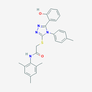 molecular formula C26H26N4O2S B420134 2-{[5-(2-hydroxyphenyl)-4-(4-methylphenyl)-4H-1,2,4-triazol-3-yl]sulfanyl}-N-mesitylacetamide 